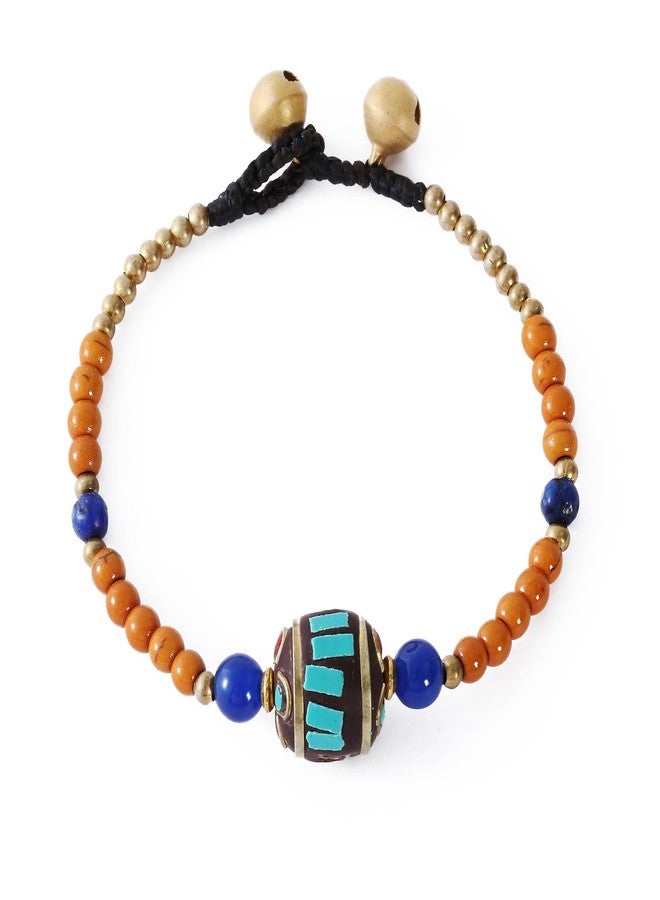 Cherishching Feng Shui Sanskrit Charms Bracelet,Adjustable Tibetan Buddhist Bracelet with 2 bells Anxiety Bracelet, Good Luck Natural Stone Beaded Bracelets for Women - Image 1